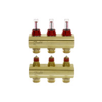 Danfoss Коллектор FHF 3+3 с ротаметрами, латунь (088U0523)