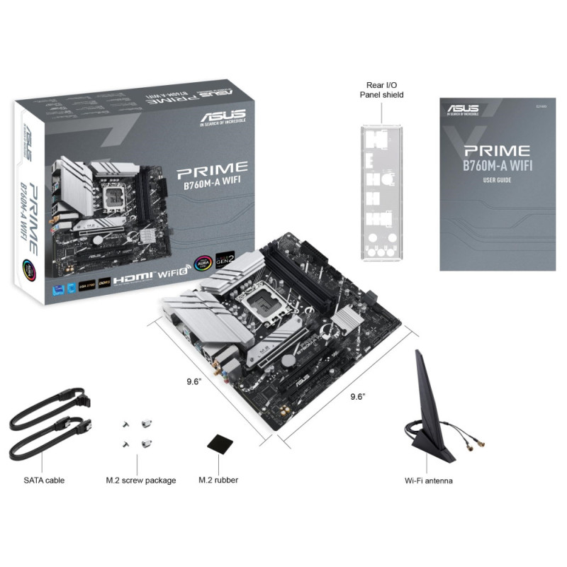 ASUS Motherboard PRIME B760M-A WIFI D4 s1700 B760 4xDDR4 M.2 HDMI DP Wi-Fi BT mATX (90MB1CX0-M1EAY0)