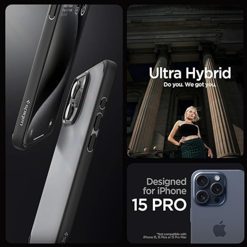 Spigen Чехол для Apple iPhone 15 Pro Ultra Hybrid, Frost Black (ACS06709)