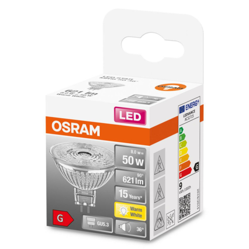 Osram Лампа LED GU5.3 8Вт 2700К 621Лм MR16 12В STAR (4058075433762)