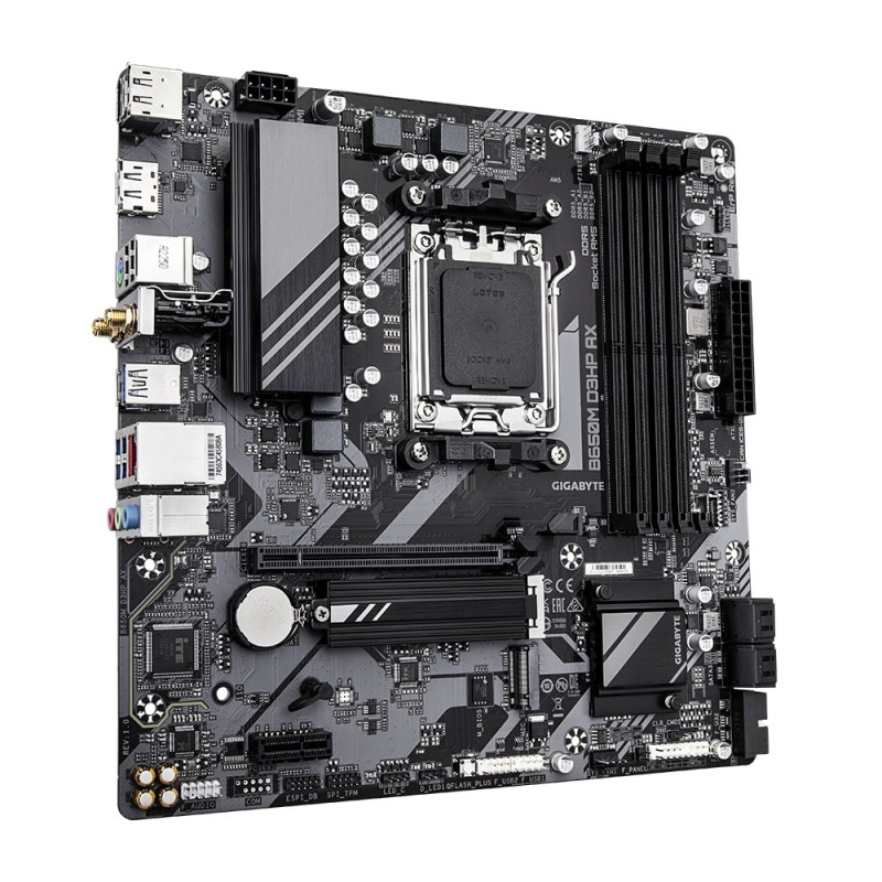 Gigabyte Материнська плата B650M D3HP AX sAM5 B650 4xDDR5 M.2 HDMI DP mATX (B650M_D3HP_AX)