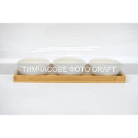 ARDESTO saucer set with tray Midori, 3pcs, 160ml, new bone china, bamboo (AR0924S)
