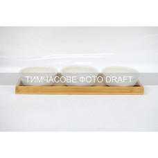 ARDESTO saucer set with tray Midori, 3pcs, 160ml, new bone china, bamboo (AR0924S)