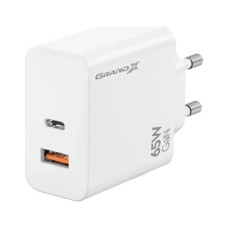 Зарядное устройство Grand-X GaN 1xUSB-C + 1xUSB 65W PD3.0 QC4.0 AFC SCP FCP white (CH-960W)