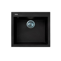 Adamant Kitchen sink Univer, artificial stone, square, no drainboard, 560х500х200mm, bowl - 1, over-mounted, black (2006270043387)