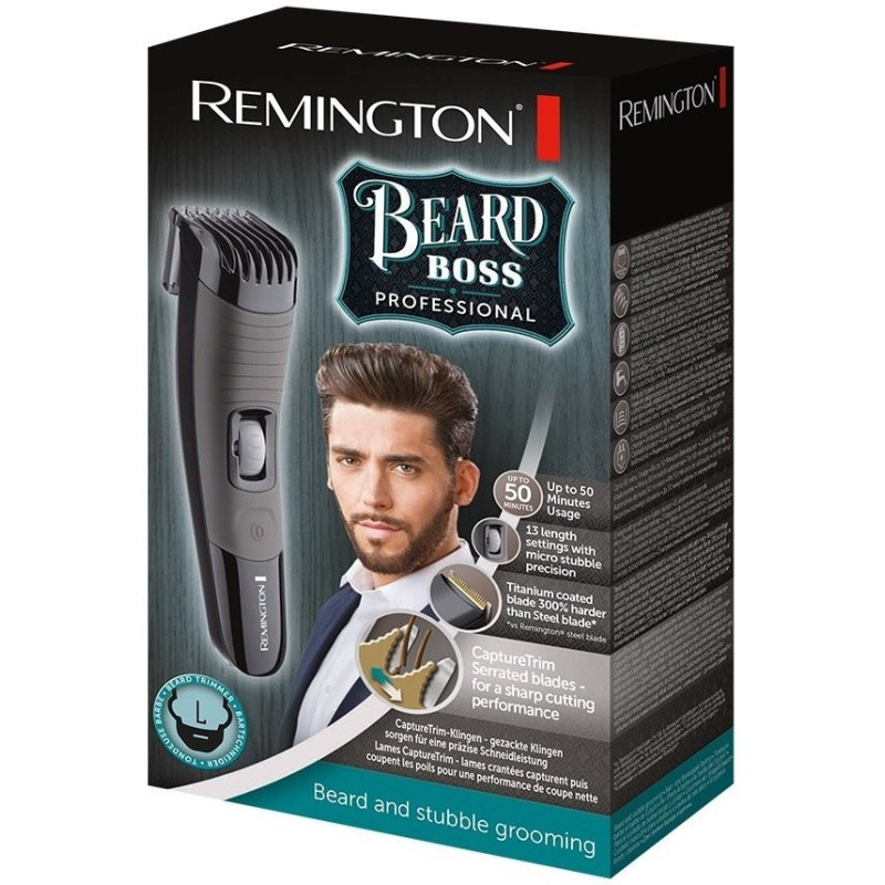 Remington Триммер Beard Boss Pro для бороды и усов, акум., титан.напыл., черный (MB4131)