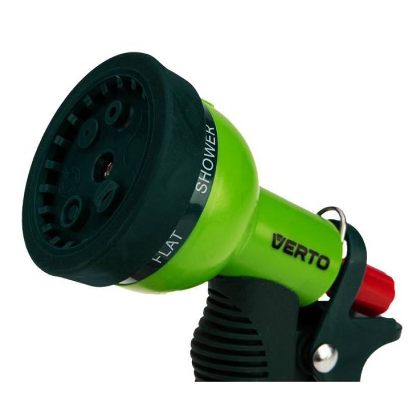 Verto Зрошувач ручний, пістолетний, 1/2"-3/4", 6 функцій, регулювання напору / розпилу води, тримач двокомпонентний (15G714)