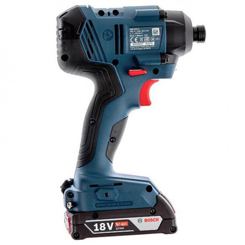 Bosch Гайковерт ударний GDR 180-Li, акум., 2х18 В, 160 Нм, 1/4 , 1.1кг, кейс (0.601.9G5.123)