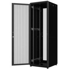 MIRSAN 32U W=600MM D=600MM FREE STANDING VERSATILE CABINET DISASSEMBLED RAL 9005 BLACK FRONT SINGLE/REAR SINGLE OPEN 63 % PERFORATED (MR.GTV32U66DE.01_PRF63)