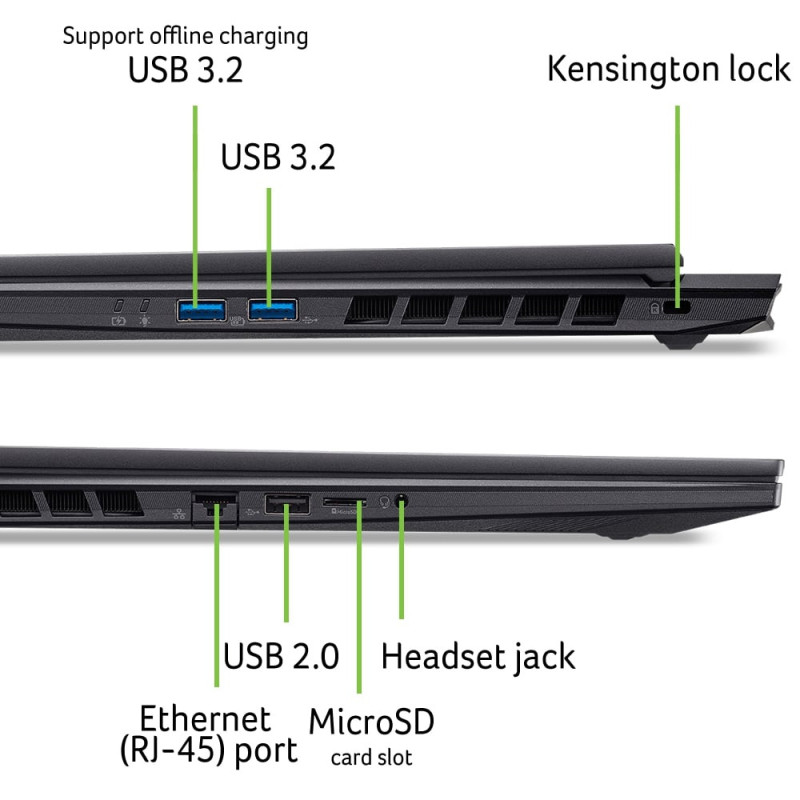 Acer Ноутбук Acer Nitro 18 AN18-61 18" WQXGA IPS, AMD R9-365, 32GB, F2TB, NVD5070Ti-12, Lin, чорний (NH.QYFEU.003)