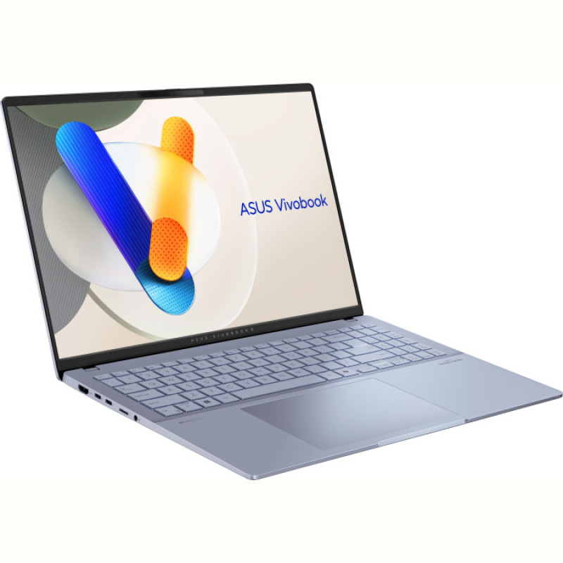 Ноутбук Asus Vivobook S 16 OLED S5606MA-MX088 (90NB12E1-M005S0); 16" 3.2K (3200x2000) OLED глянцевый 120 Гц , Intel Core Ultra 5 125H (3.6 - 4.5 ГГц) , RAM 16 ГБ (Max 16 ГБ) , SSD 512 ГБ , Intel Arc Graphics , без ОП , Wi-Fi , BT , Без ОС , US MIL-STD 810H , TPM , металл , 1.5 кг , голубой , подсветка клавиатуры