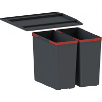 Franke Waste sorter Franke Easysort 450-2-0 waste sorter, 2 x 14.5 L, lid, black plastic (121.0494.182)