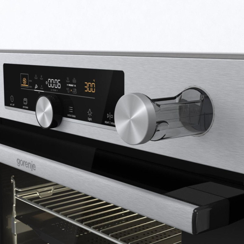 Gorenje Духова шафа електрична, 77л, A+, пара, приготув. на декількох рівнях, дисплей, нерж (BSA6747A04X)