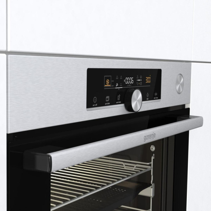 Gorenje Духова шафа електрична, 77л, A+, пара, приготув. на декількох рівнях, дисплей, нерж (BSA6747A04X)