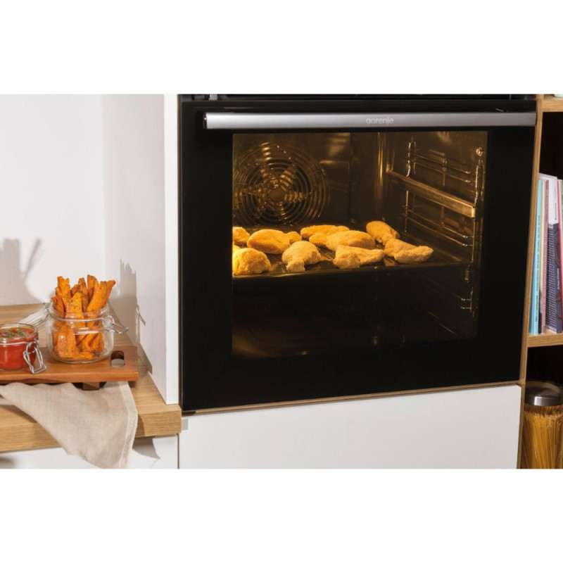 Gorenje Духова шафа електрична, 77л, A+, пара, приготув. на декількох рівнях, дисплей, нерж (BSA6747A04X)