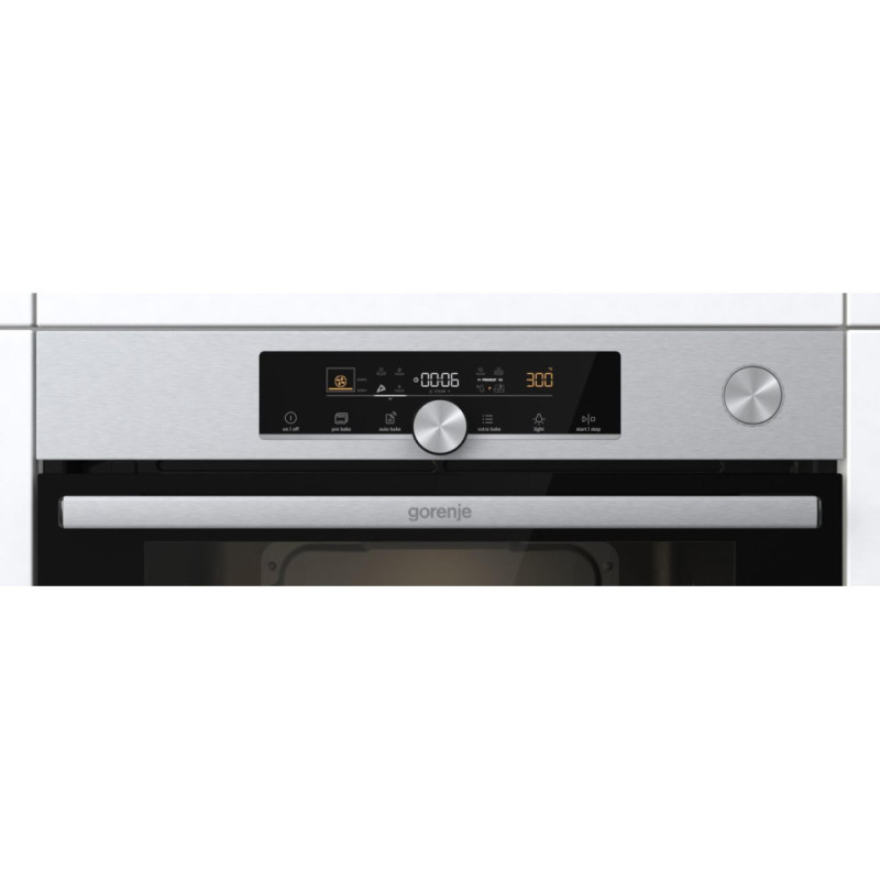 Gorenje Духова шафа електрична, 77л, A+, пара, приготув. на декількох рівнях, дисплей, нерж (BSA6747A04X)