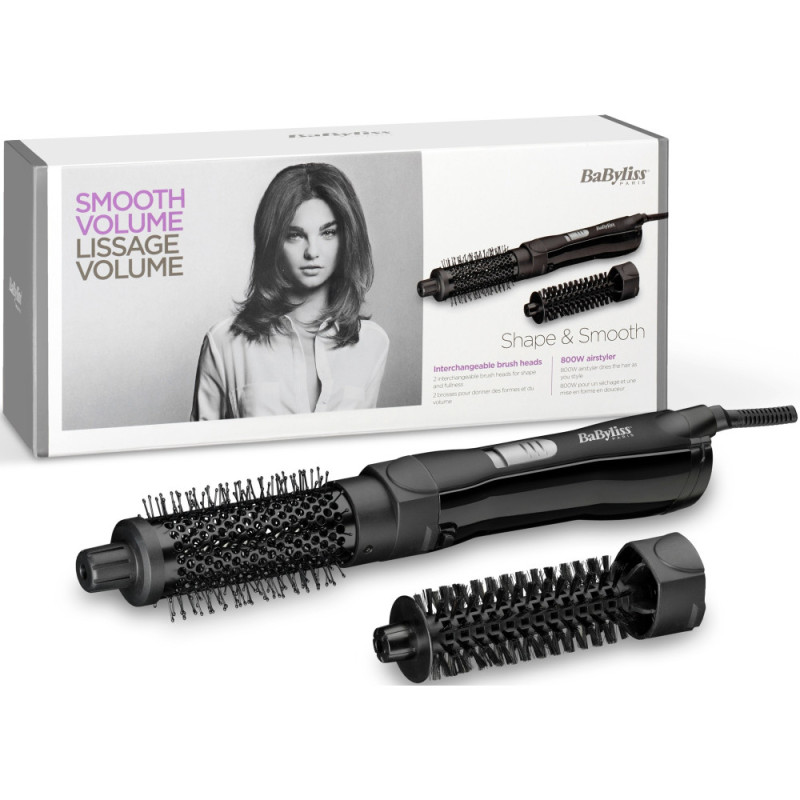 BaByliss Hair dryer brush, 2W, 2 modes, cold blowing, ceramics, black (AS82E)