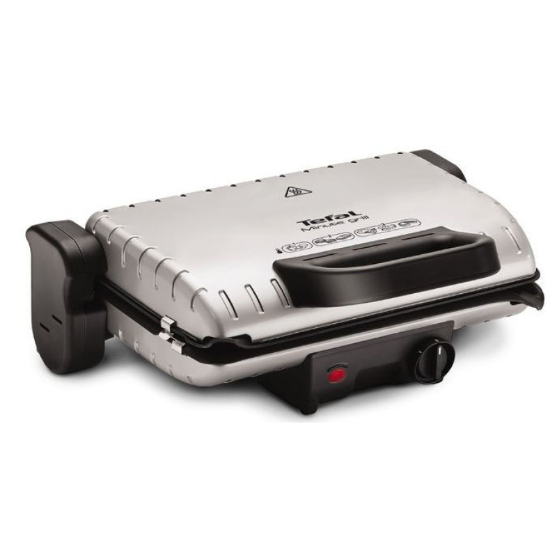 Tefal grill clamping Minute Grill, 1600W, temp. regimes-3, removable plates, 180degrees opening, metal (GC205012)