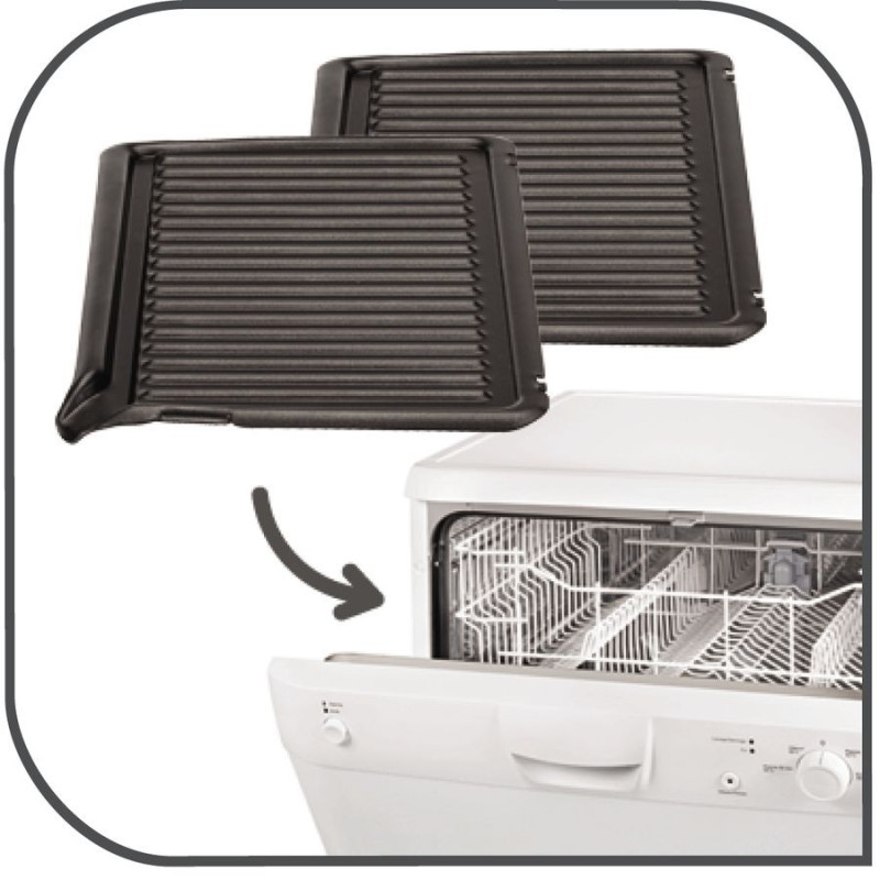 Tefal grill clamping Minute Grill, 1600W, temp. regimes-3, removable plates, 180degrees opening, metal (GC205012)