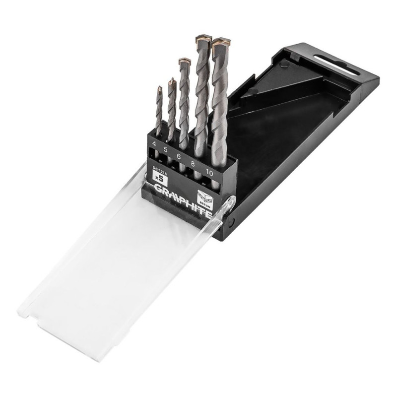 Graphite Набір свердел по бетону GRAPHITE 4-10мм, кейс, 5шт (56T215)