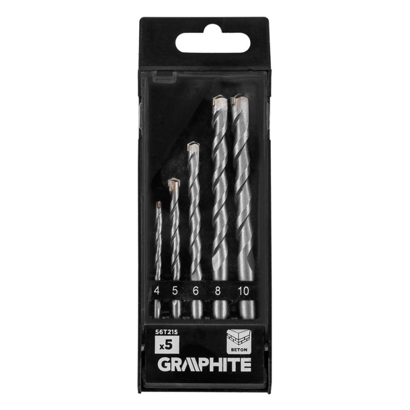 Graphite Набір свердел по бетону GRAPHITE 4-10мм, кейс, 5шт (56T215)