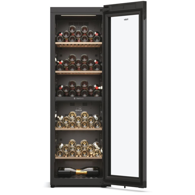 Haier Холодильник для вина, 190x59.5х71, холод.отд.-438л, зон - 2, бут-236, ST, дисплей, черный (HWS236GDGU1)
