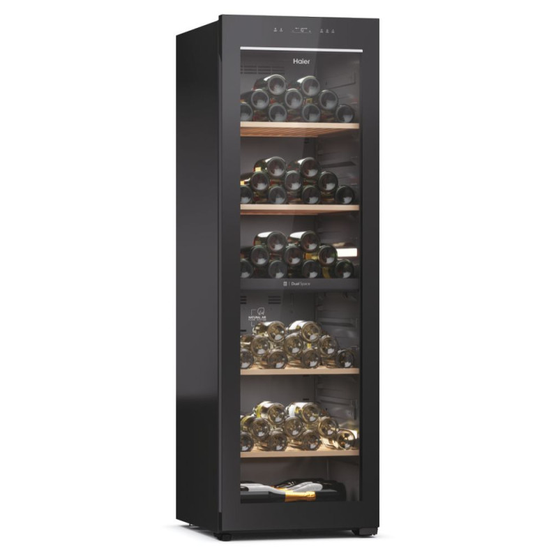 Haier Холодильник для вина, 190x59.5х71, холод.отд.-438л, зон - 2, бут-236, ST, дисплей, черный (HWS236GDGU1)