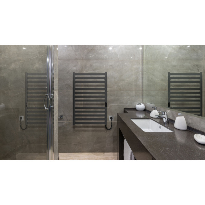 Hygge Family towel dryer electric Oxford, 770х530х80mm, timer-regulator, steel, black matt (6.1.0201.06.BM)