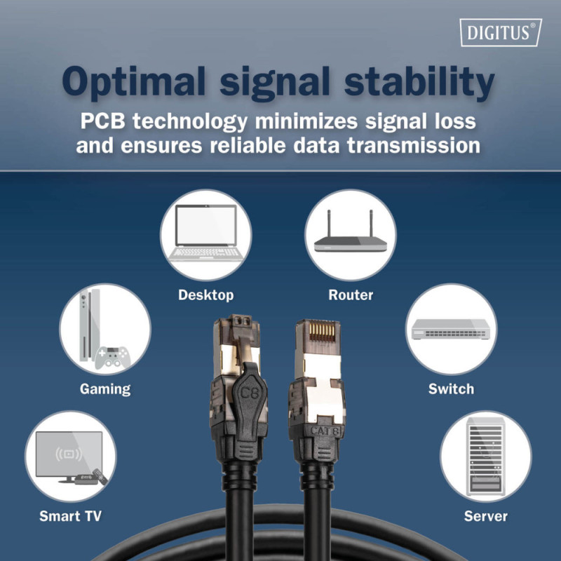 Digitus Патч-корд DIGITUS CAT 8.1 S-FTP, 3м, AWG 24/7, LSZH, чорний (DK-1843-030)