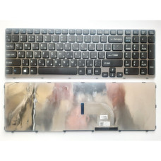 Клавиатура ноутбука Sony SVE15 (E15 Series) черная с серой рамкой UA (A43539)