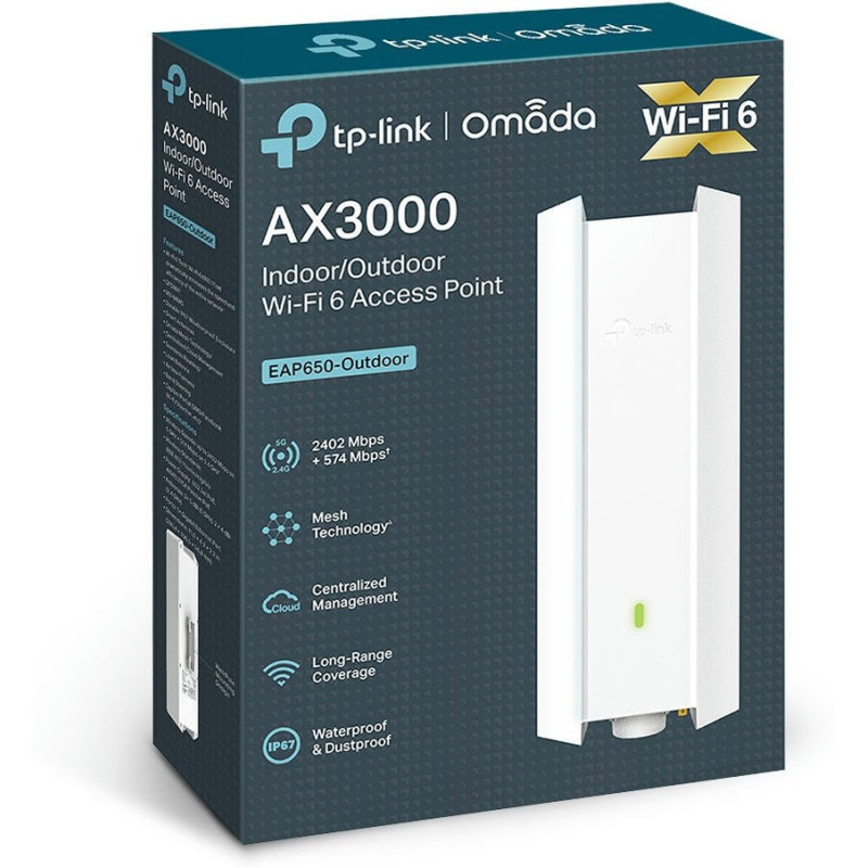 TP-Link Точка доступу EAP650 OUTDOOR AX3000, 1xGE LAN, PoE, Passive PoE (EAP650-OUTDOOR)