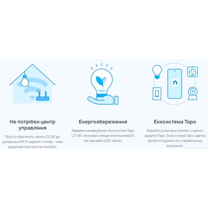 TP-Link Розумна Wi-Fi лампа, з можливістю затемнення Tapo L510E N300 (TAPO-L510E)