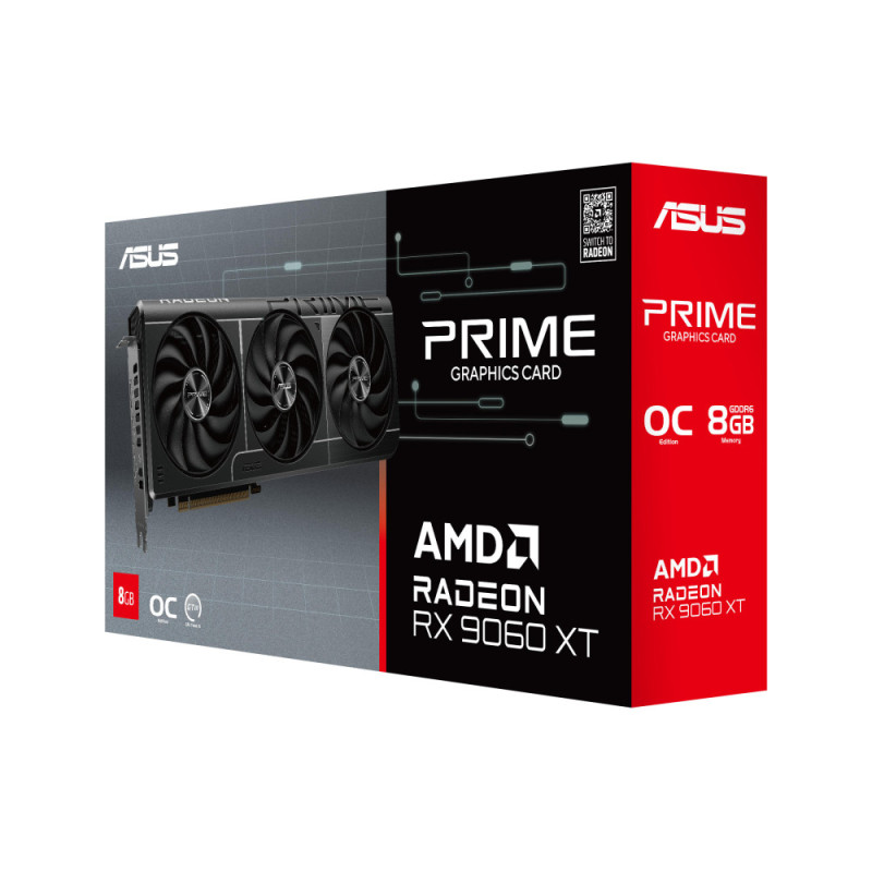 ASUS Видеокарта Radeon RX 9060 XT 8GB GDDR6 OC PRIME-RX9060XT-O8G (90YV0MI0-M0NA00)