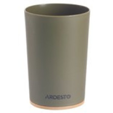 ARDESTO Toothbrush tumbler Minimalism 7.8x11.3cm, polypropylene, bamboo, dark green (ARHB3105OB)