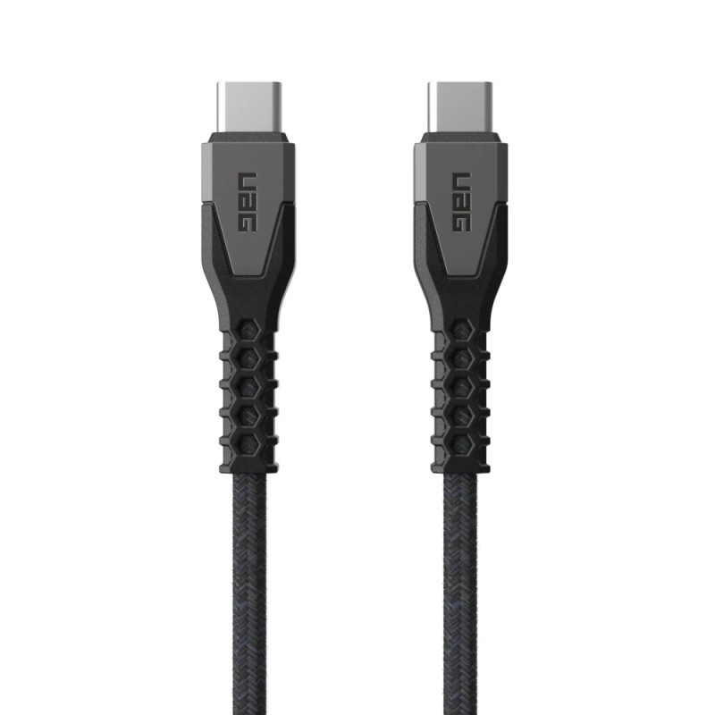 UAG Кабель USB-C > USB-C зарядки/синхронизации 1.5м, 60Вт, Type-C, Rugged Kevlar, Black/Gray (9B4413114030)