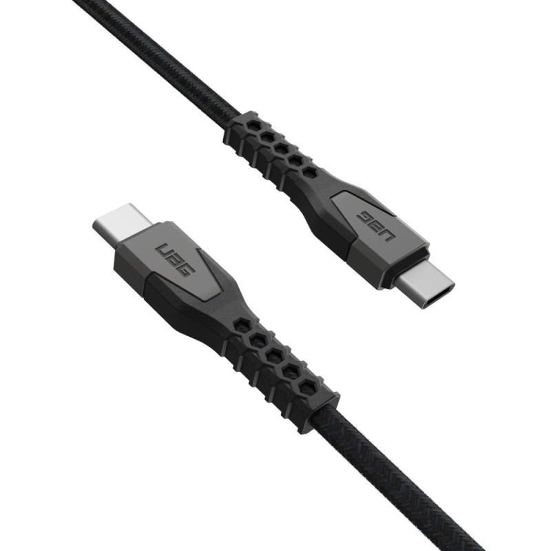 UAG Кабель USB-C > USB-C зарядки/синхронизации 1.5м, 60Вт, Type-C, Rugged Kevlar, Black/Gray (9B4413114030)