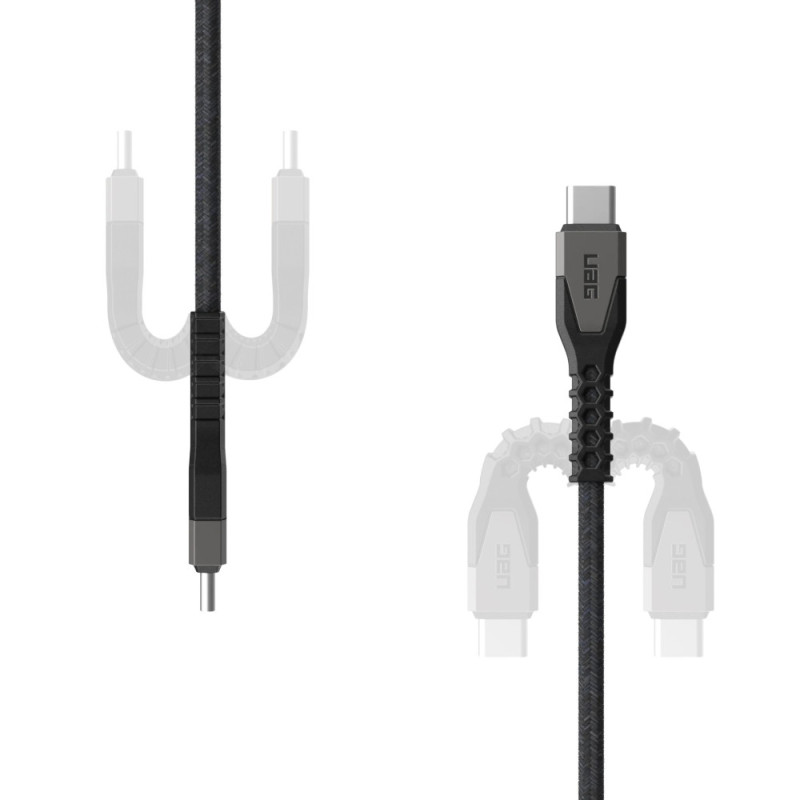 UAG Кабель USB-C > USB-C зарядки/синхронизации 1.5м, 60Вт, Type-C, Rugged Kevlar, Black/Gray (9B4413114030)
