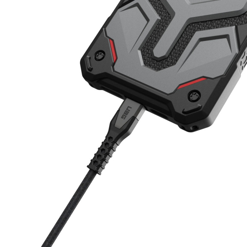 UAG Кабель USB-C > USB-C зарядки/синхронизации 1.5м, 60Вт, Type-C, Rugged Kevlar, Black/Gray (9B4413114030)