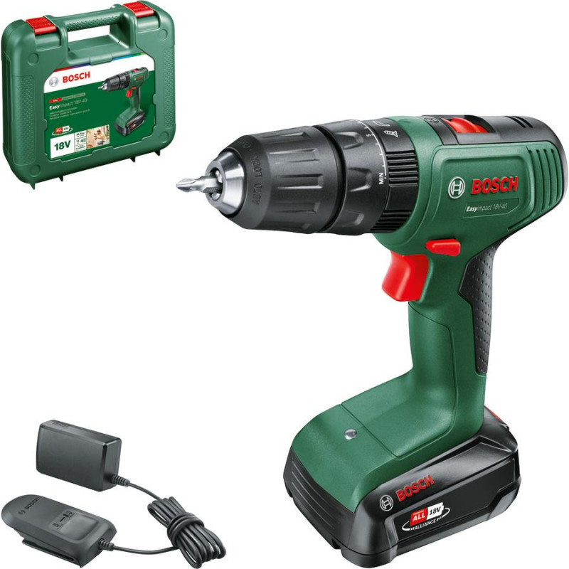 Bosch Cordless screwdriver-drill EasyImpact 18V-40 18V 1x2Ah 20 38Nm 0-430 0-1630 rpm spare part case 1.4kg (0.603.9D8.107)