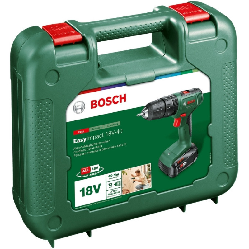 Bosch Cordless screwdriver-drill EasyImpact 18V-40 18V 1x2Ah 20 38Nm 0-430 0-1630 rpm spare part case 1.4kg (0.603.9D8.107)