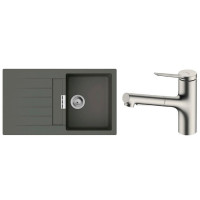 Hansgrohe Kitchen set, granite sink S520-F345 + tap Zesis M33, grey stone-steel (43356800)