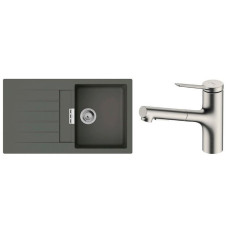 Hansgrohe Kitchen set, granite sink S520-F345 + tap Zesis M33, grey stone-steel (43356800)