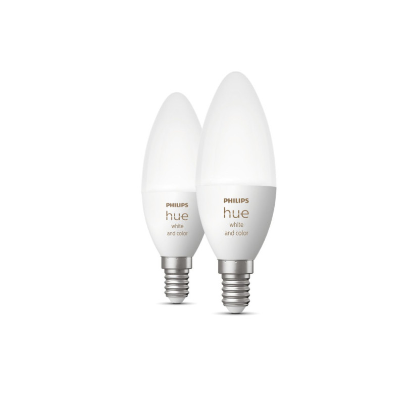 Philips Hue Smart bulb Hue E14, 5.3W, 2000K-6500K, RGB, ZigBee, Bluetooth, dimming, 2pcs (929002294205)