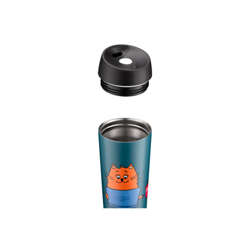 ARDESTO Travel mug Coffee time Red Cat 450 ml, s/s, blue (AR2645CG)
