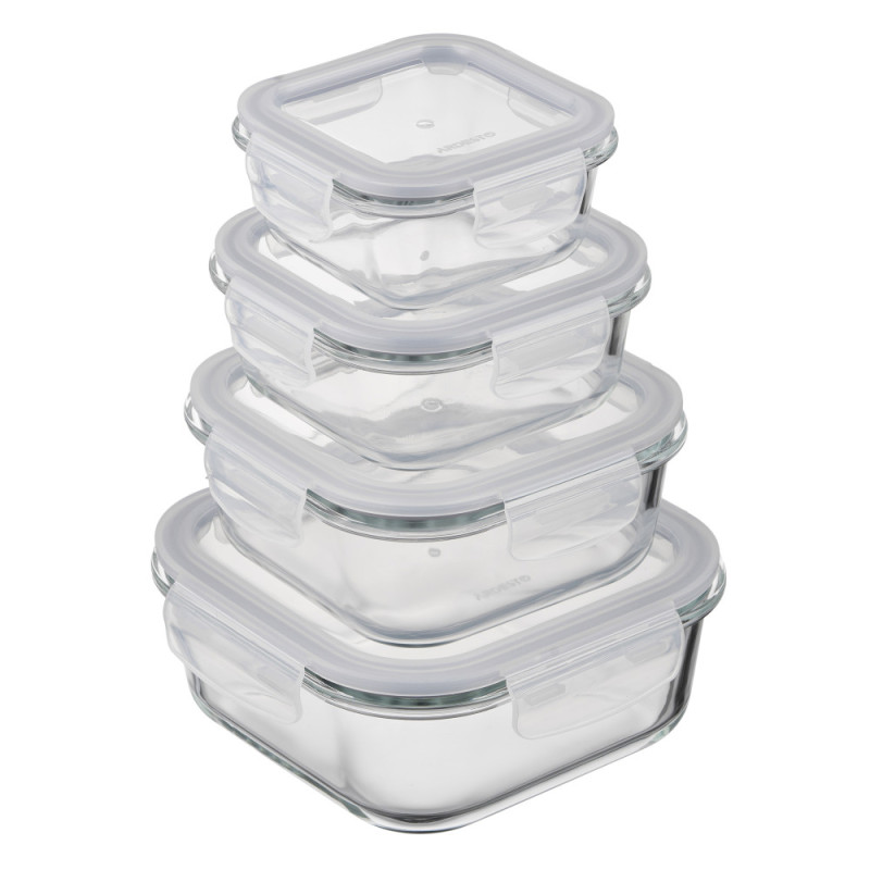 ARDESTO Food storage container Gemini 1.23l, borosilicate glass, plastic, square, transparent (AR1212BSQ)