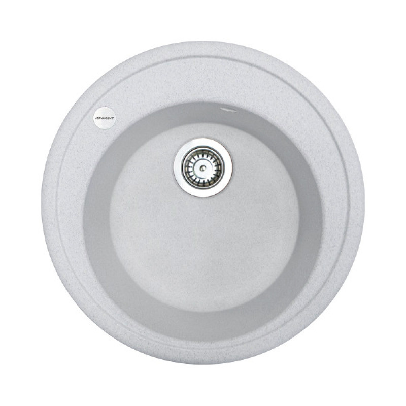 Adamant Kitchen sink Sun, artificial stone, round, no drainboard, 510x200mm, bowl - 1, over-mounted, Old stone (2006270043332)