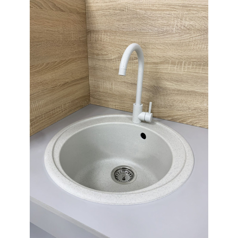 Adamant Kitchen sink Sun, artificial stone, round, no drainboard, 510x200mm, bowl - 1, over-mounted, Old stone (2006270043332)