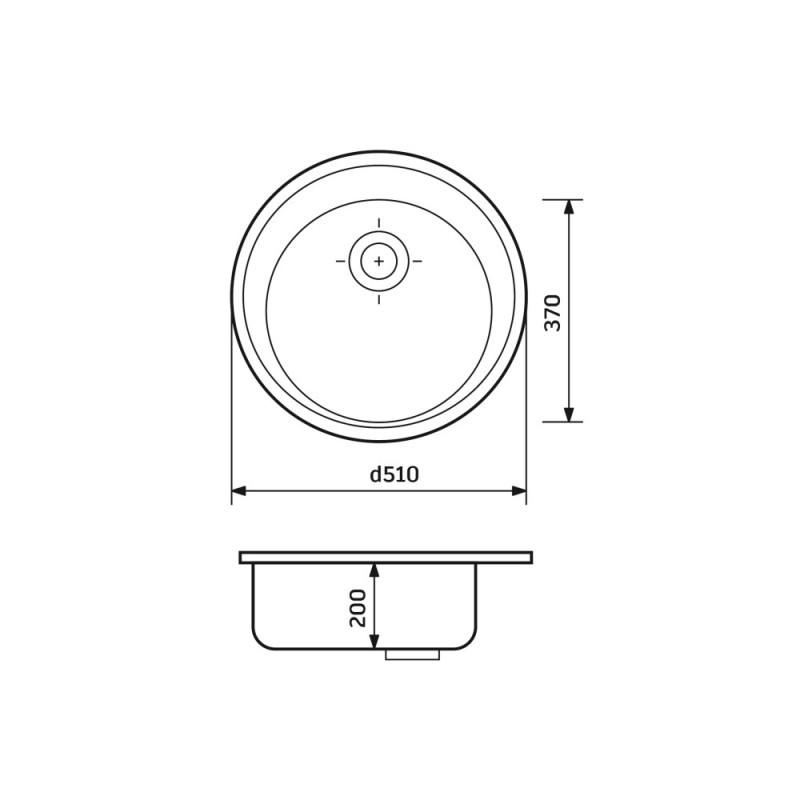 Adamant Kitchen sink Sun, artificial stone, round, no drainboard, 510x200mm, bowl - 1, over-mounted, Old stone (2006270043332)