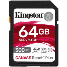Kingston Карта памяти 64GB SDXC C10 UHS-II U3 R300/W260MB/s (SDR2/64GB)