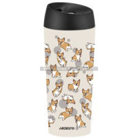 ARDESTO Travel mug Coffee Time Corgi 450ml, stainless steel, grey (AR2645CR)